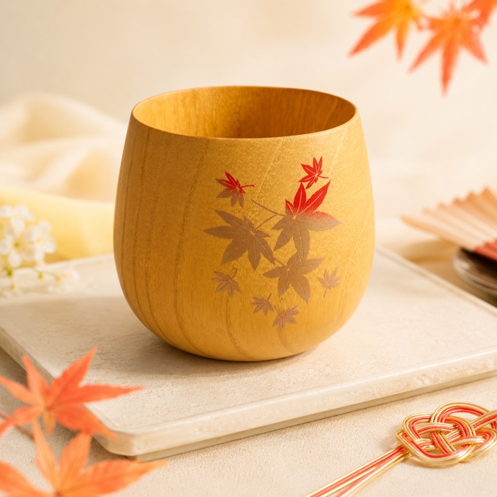Maple leaf wooden cup from the Hiroshima box